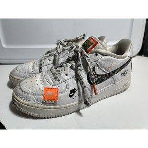 Nike Just Do It Air Force 1 White A03977-100 Low Top Boys Kids Shoes Used 7Y